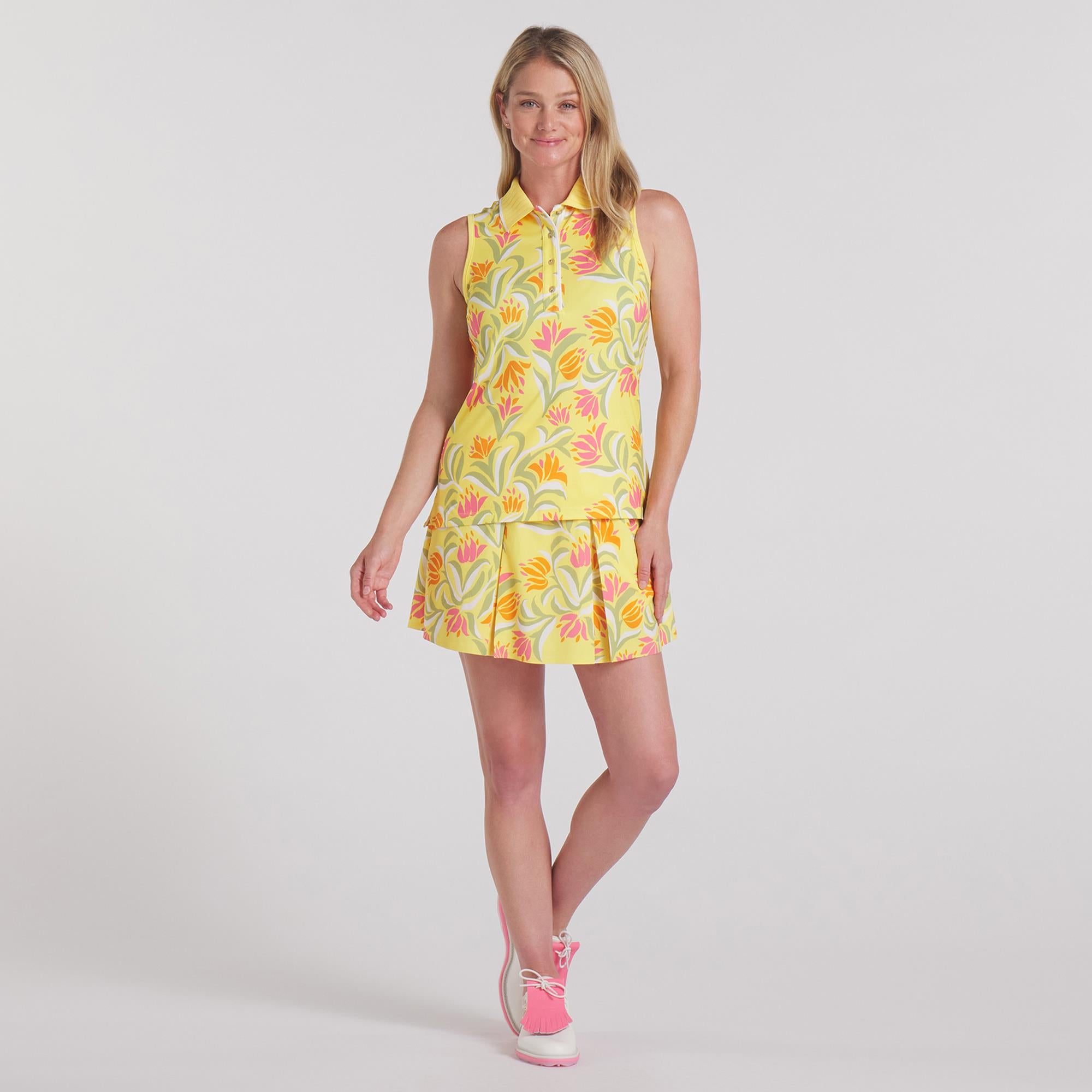 Puma x Dani Dazey Ladies Sleeveless Golf Polo Shirt Sunny Yellow